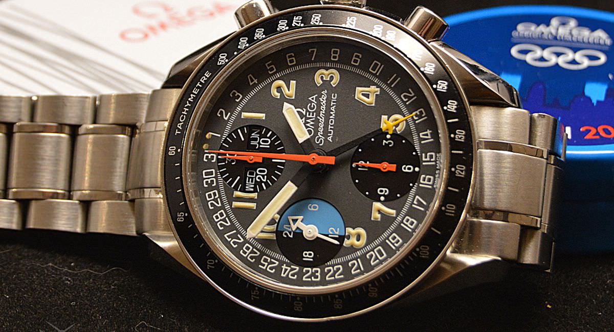 omega speedmaster day date blue