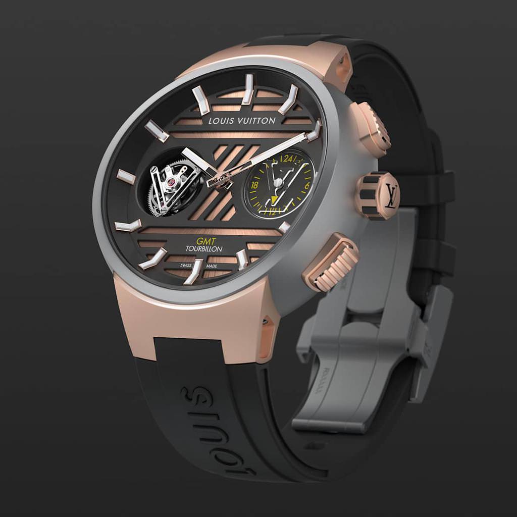 Tambour Monogram, Quartz, 39.5mm, Steel & Rose Gold - Watches