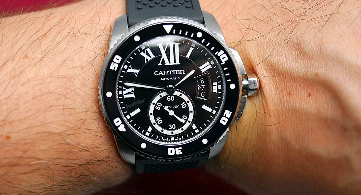 calibre de cartier carbon diver watch