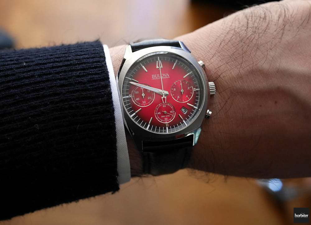 The Bulova Accutron 2 Surveyor Chronograph watch hands on