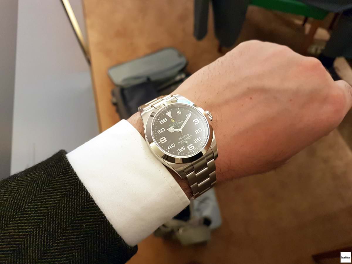 rolex air king 34mm on wrist