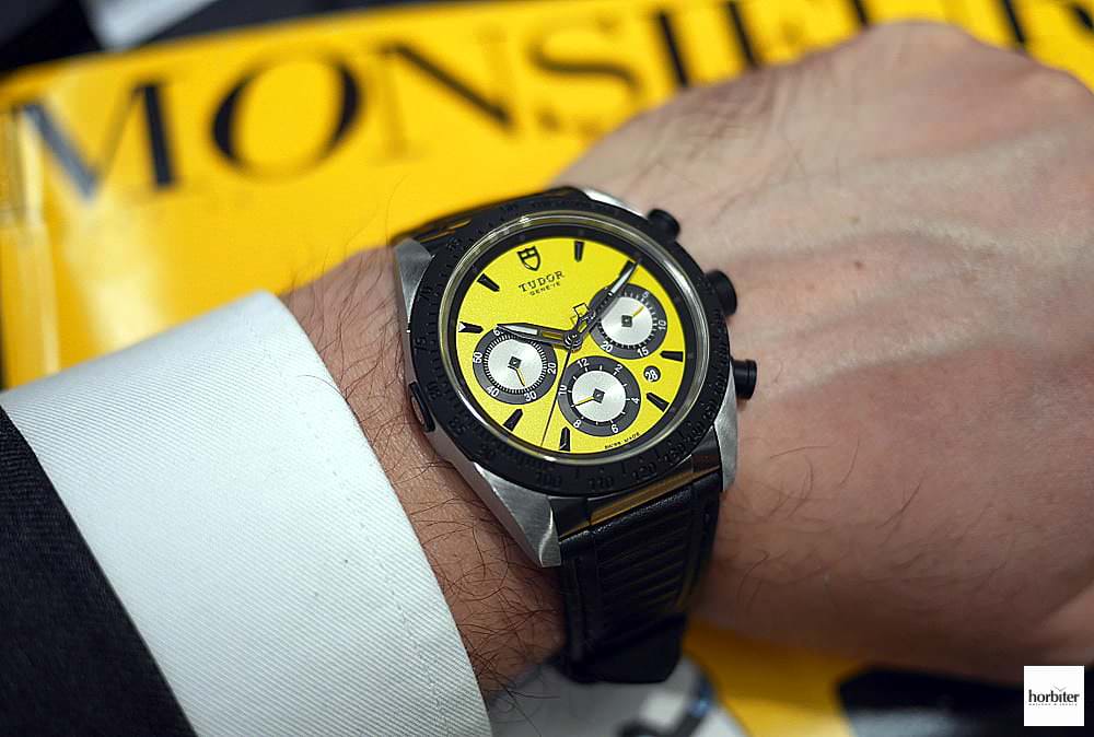 Tudor Fastrider Chrono yellow dial on the wrist