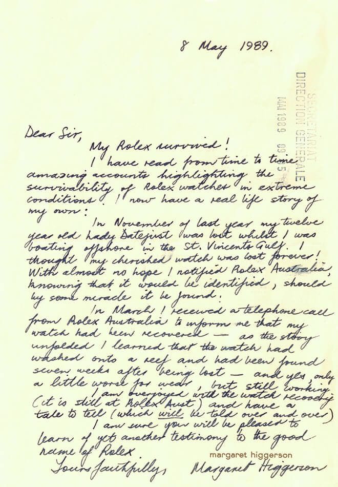 letters to rolex margaret higgerson