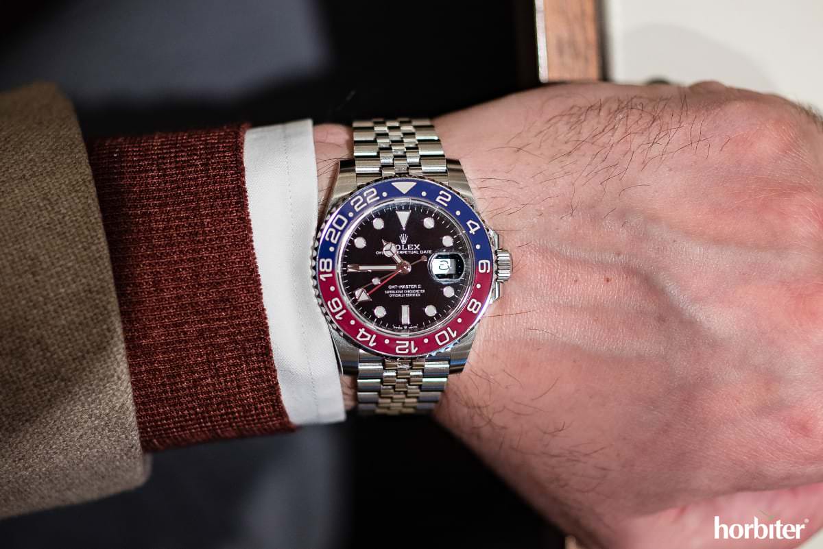 rolex gmt pepsi on wrist