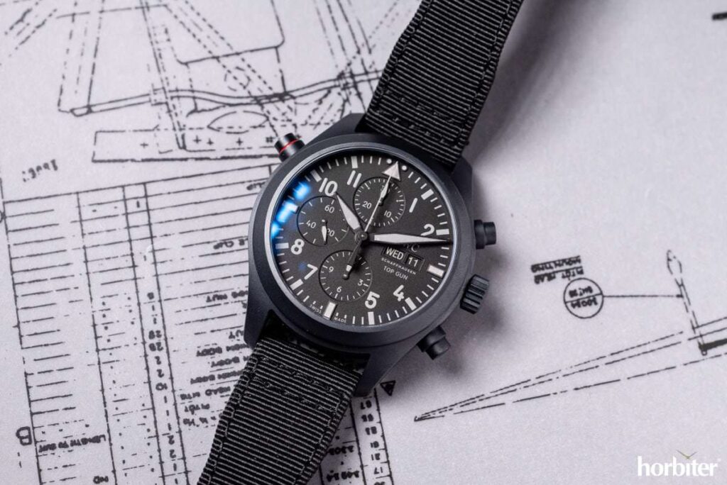 iwc pilots watch double chronograph top gun ceratanium 1