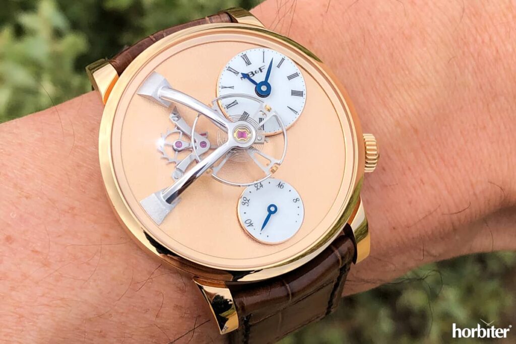 The MB&F Legacy Machine LM101 Frost Red Gold Limited Edition watch hands-on