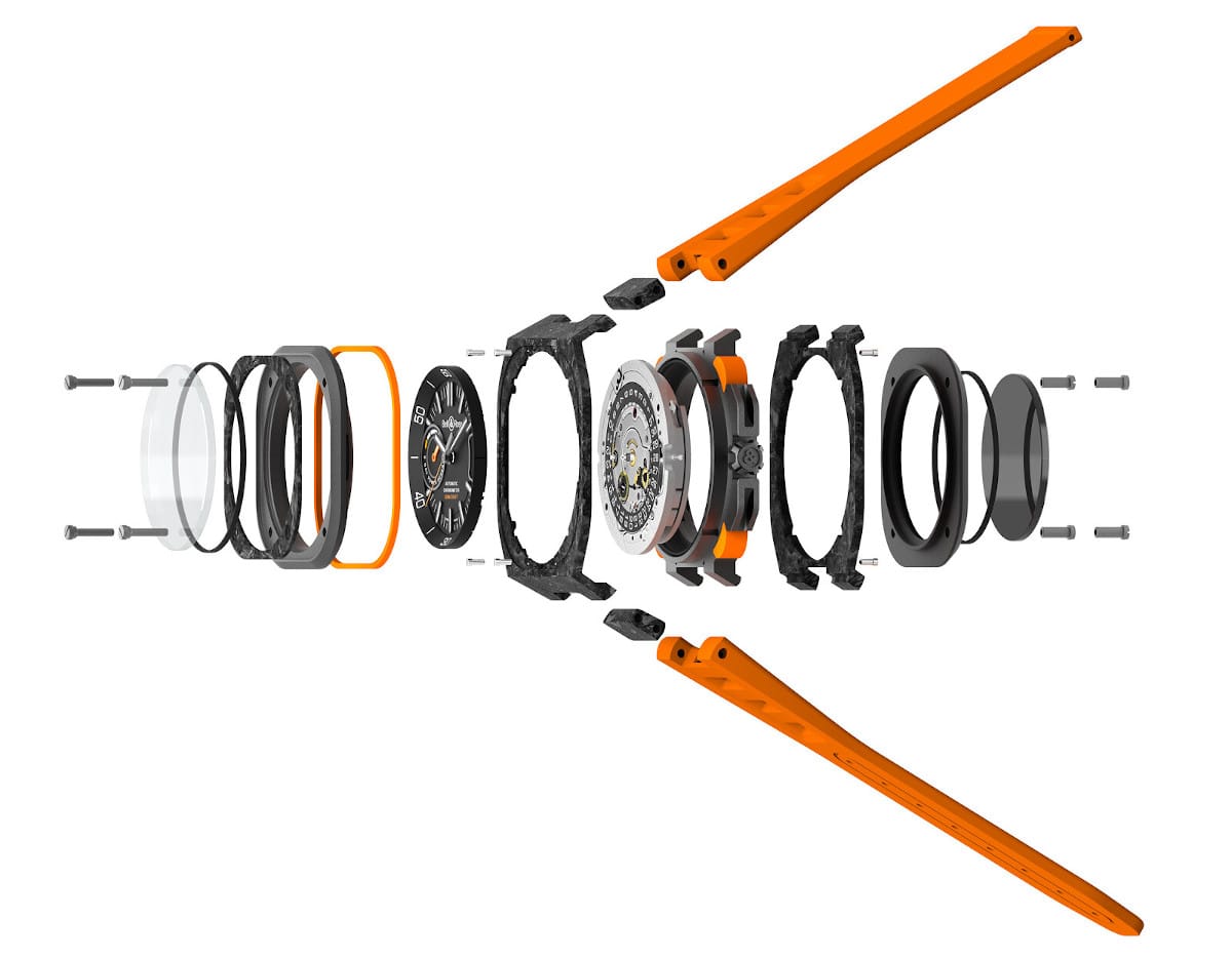 Bell Ross BR X5 carbon orange breakdown