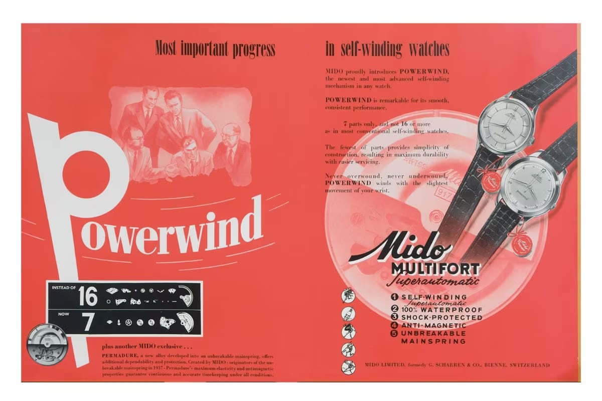 Mido Powerwind Ads 1954
