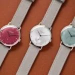 The Nomos Metro 33 All Silver, Muted Red and Sage watches
