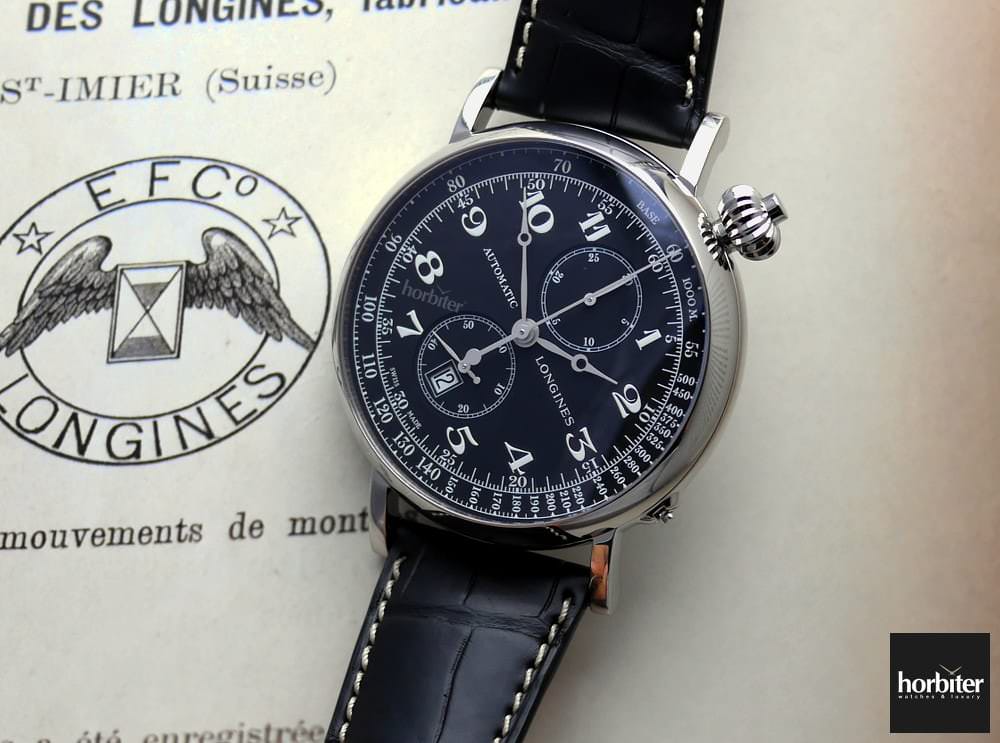 The Longines Heritage Avigation Watch Type A 7 watch hands on