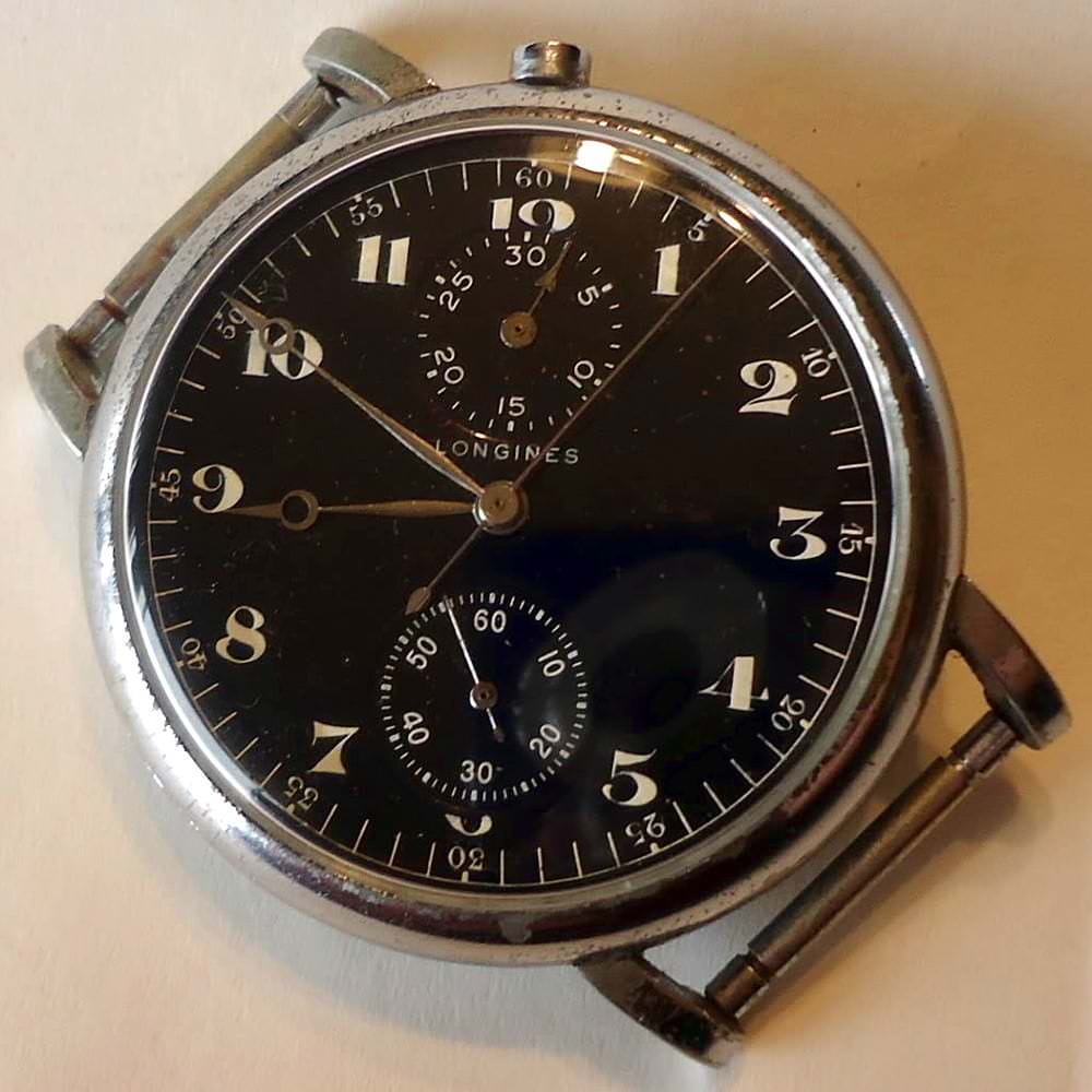 The Longines Heritage Avigation Watch Type A 7 watch hands on