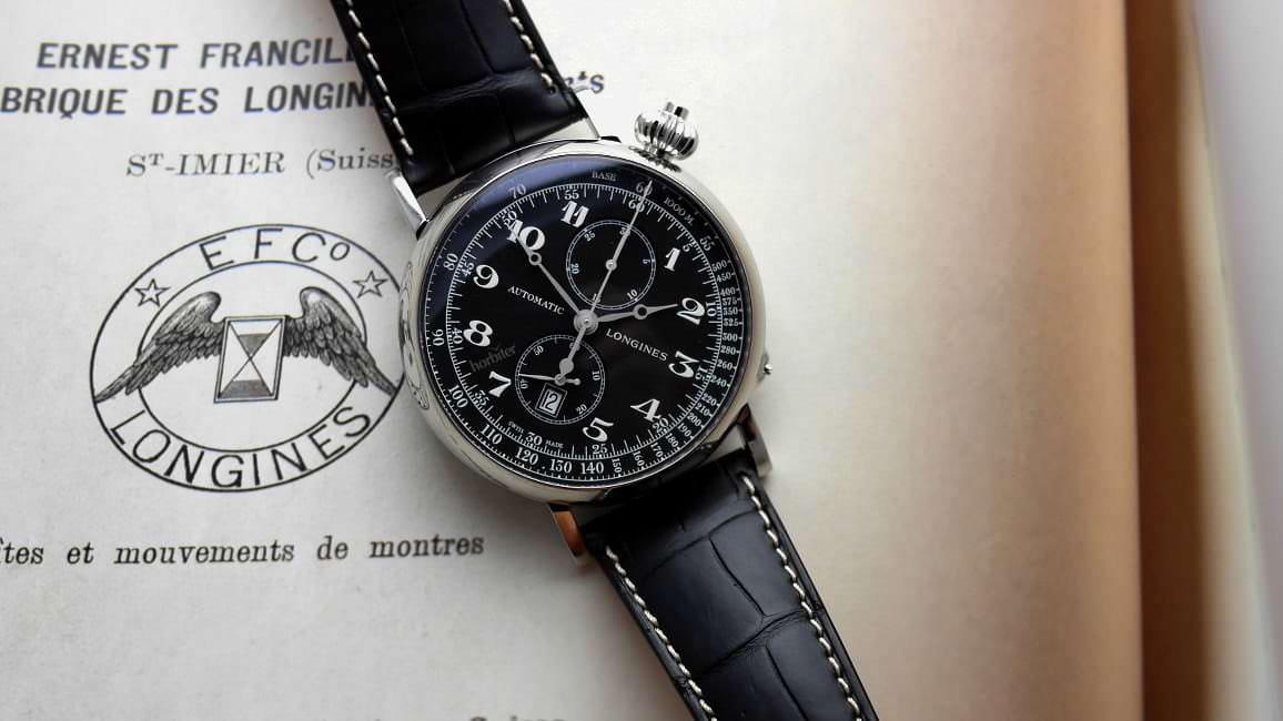 The Longines Heritage Avigation Watch Type A 7 watch hands on