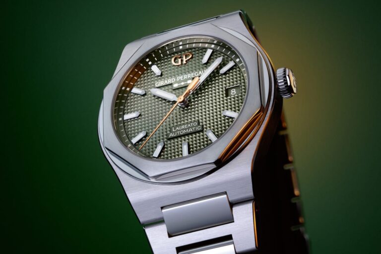 The Girard-Perregaux Laureato 38 Sage Green and Midnight Blue
